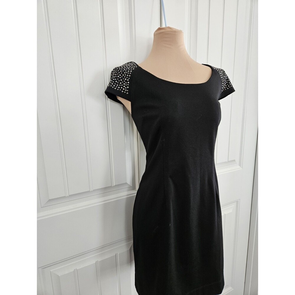 Allen B. By Allen Schwartz Black Sheath Dress With Black Rhinestones Size L - Picture 2 of 9